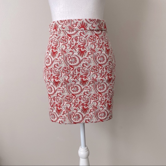 Free People Dresses & Skirts - Free People Red Paisley Knit Stretch Mini Skirt